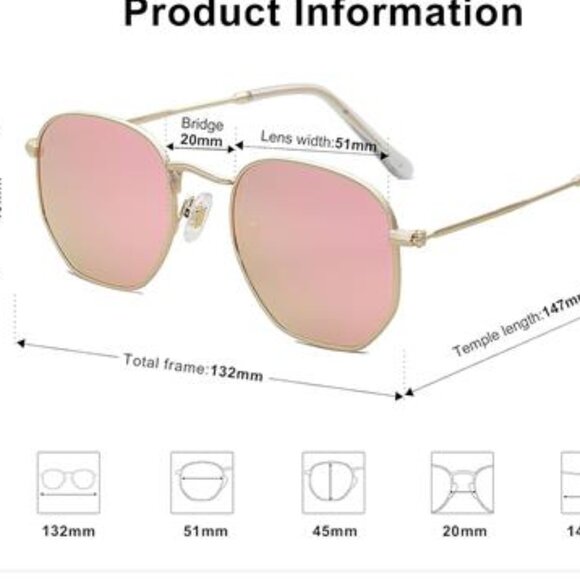 Polarized Sunglasses for Women Men Small Hexagonal Polygon Mirrored Lens main image 5